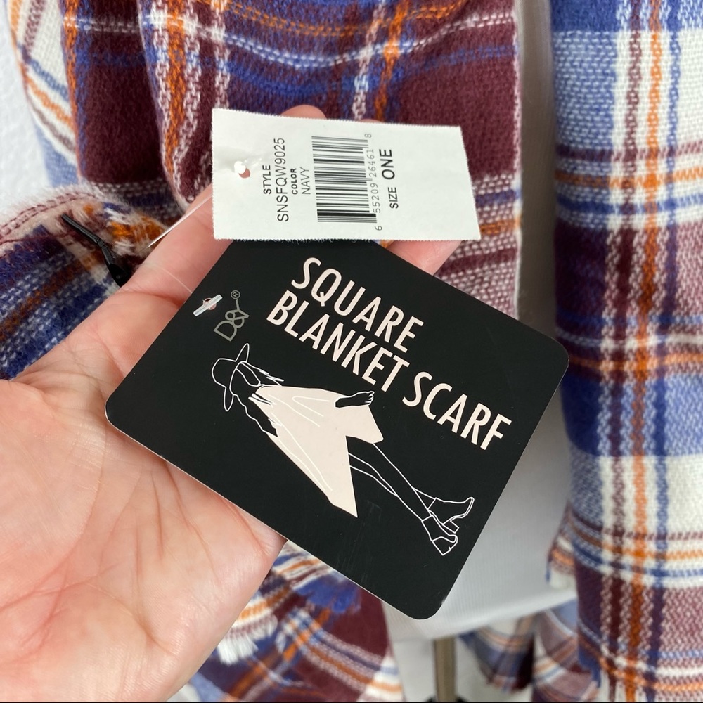 D&Y Red & Blue Plaid Blanket Scarf - Picture 5 of 8